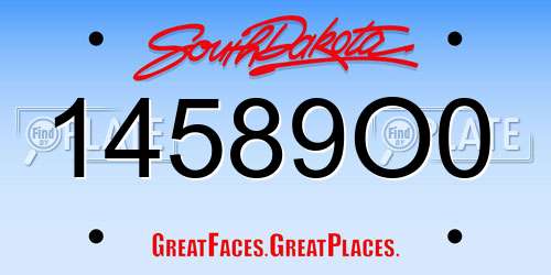 14589O0 South Dakota License Plate