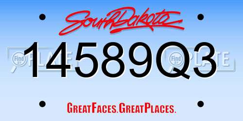 14589Q3 South Dakota License Plate