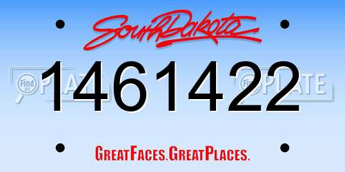 1461422 South Dakota License Plate