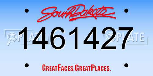 1461427 South Dakota License Plate