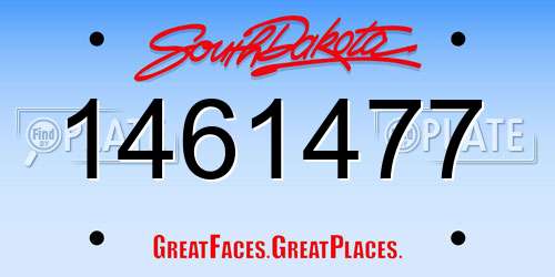 1461477 South Dakota License Plate