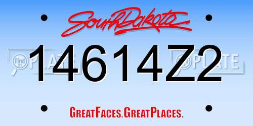 14614Z2 South Dakota License Plate