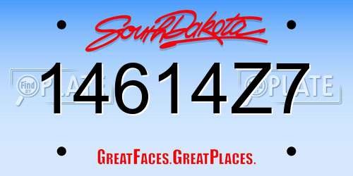 14614Z7 South Dakota License Plate