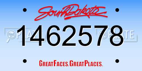 1462578 South Dakota License Plate