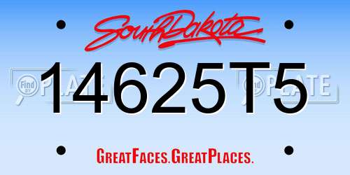 14625T5 South Dakota License Plate