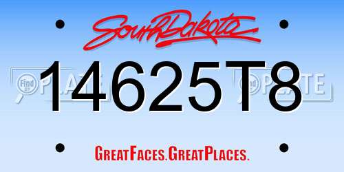 14625T8 South Dakota License Plate