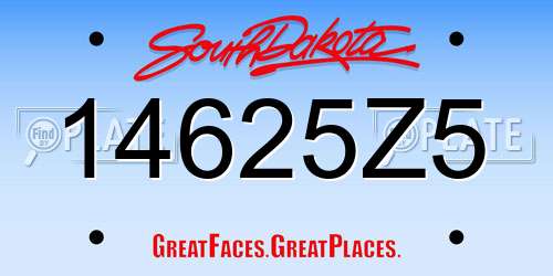 14625Z5 South Dakota License Plate