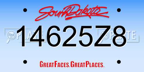 14625Z8 South Dakota License Plate