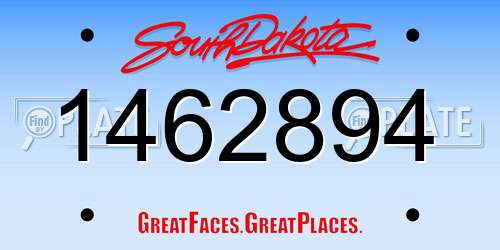 1462894 South Dakota License Plate