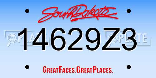 14629Z3 South Dakota License Plate