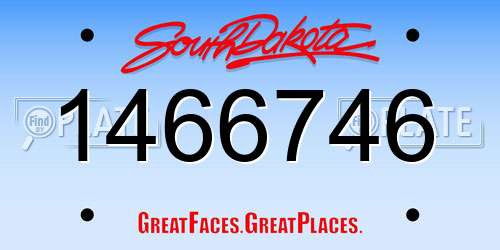 1466746 South Dakota License Plate