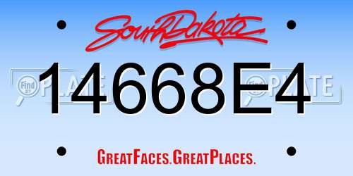 14668E4 South Dakota License Plate