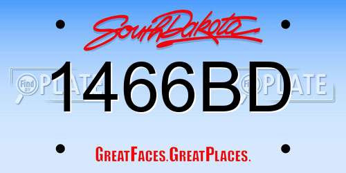 1466BD South Dakota License Plate