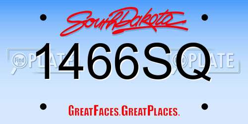 1466SQ South Dakota License Plate