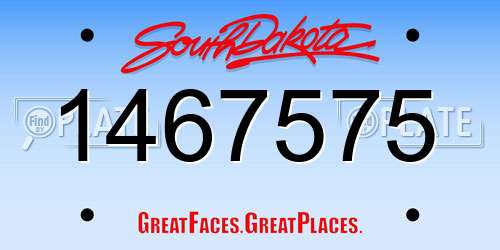1467575 South Dakota License Plate