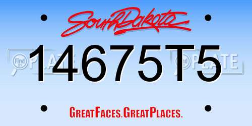 14675T5 South Dakota License Plate