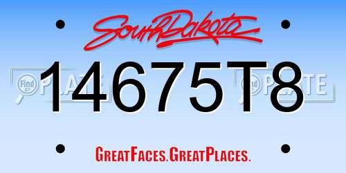 14675T8 South Dakota License Plate