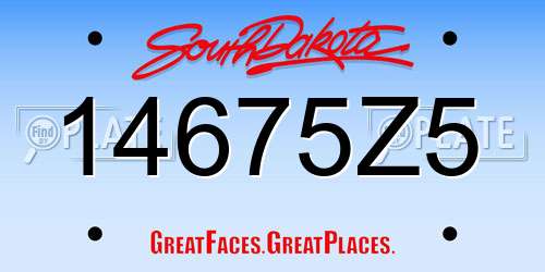 14675Z5 South Dakota License Plate