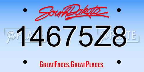 14675Z8 South Dakota License Plate