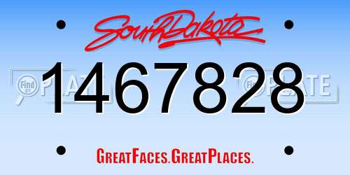 1467828 South Dakota License Plate