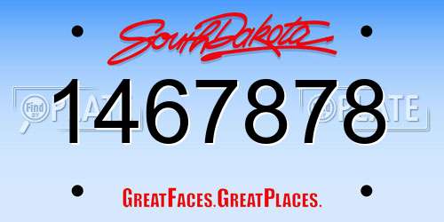 1467878 South Dakota License Plate