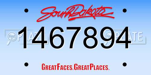 1467894 South Dakota License Plate