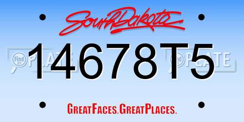14678T5 South Dakota License Plate