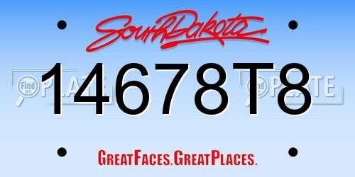 14678T8 South Dakota License Plate