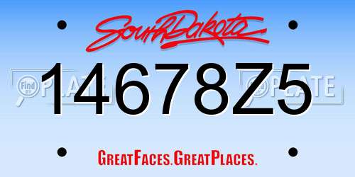 14678Z5 South Dakota License Plate