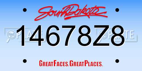 14678Z8 South Dakota License Plate