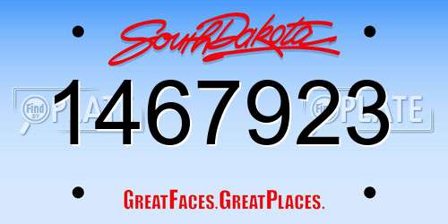 1467923 South Dakota License Plate