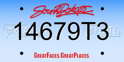 14679T3 South Dakota License Plate