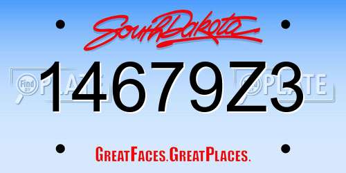 14679Z3 South Dakota License Plate