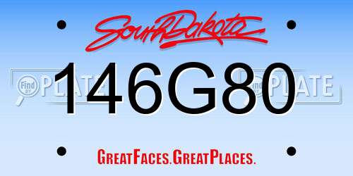 146G80 South Dakota License Plate