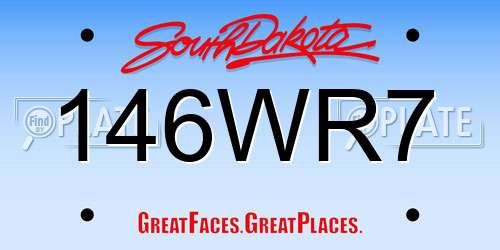 146WR7 South Dakota License Plate