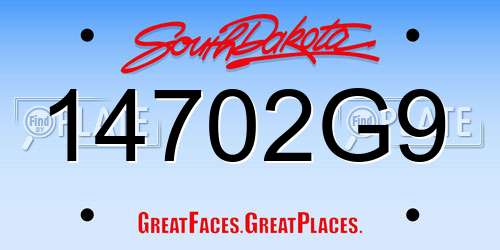 14702G9 South Dakota License Plate