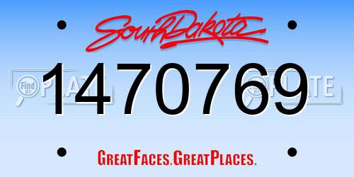 1470769 South Dakota License Plate