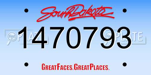 1470793 South Dakota License Plate