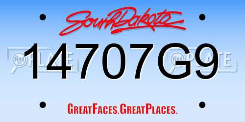 14707G9 South Dakota License Plate