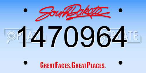 1470964 South Dakota License Plate