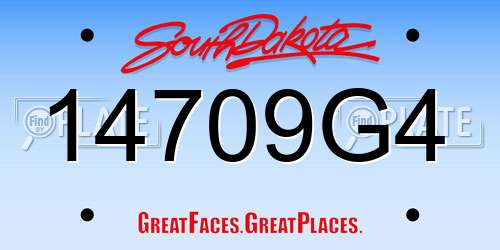 14709G4 South Dakota License Plate