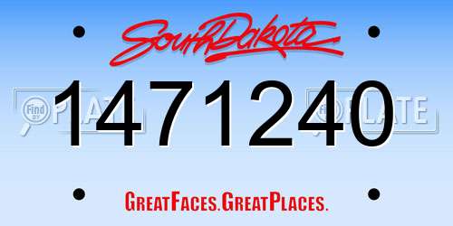 1471240 South Dakota License Plate
