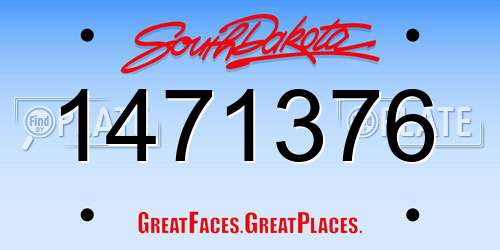 1471376 South Dakota License Plate
