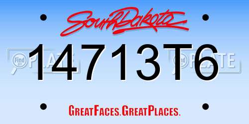 14713T6 South Dakota License Plate