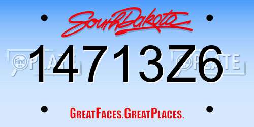 14713Z6 South Dakota License Plate