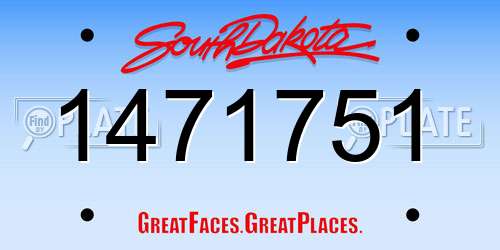 1471751 South Dakota License Plate