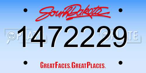 1472229 South Dakota License Plate