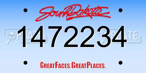 1472234 South Dakota License Plate