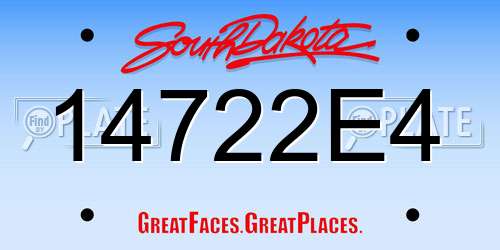 14722E4 South Dakota License Plate