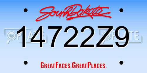 14722Z9 South Dakota License Plate